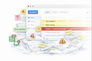 Chaotic freight email workflow showing lack of operational visibility