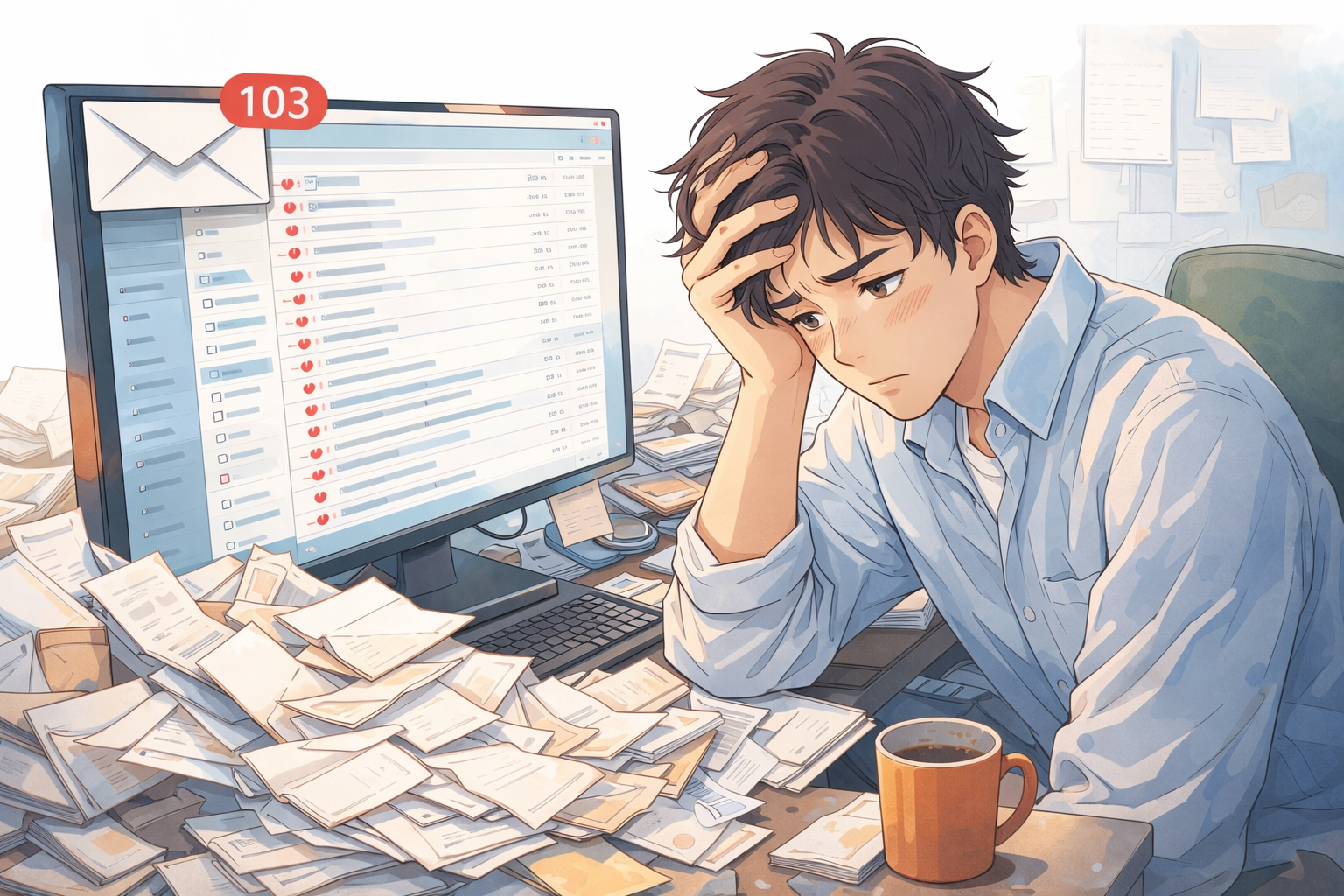 Freight forwarding inbox with high volume of unread emails causing operational delays