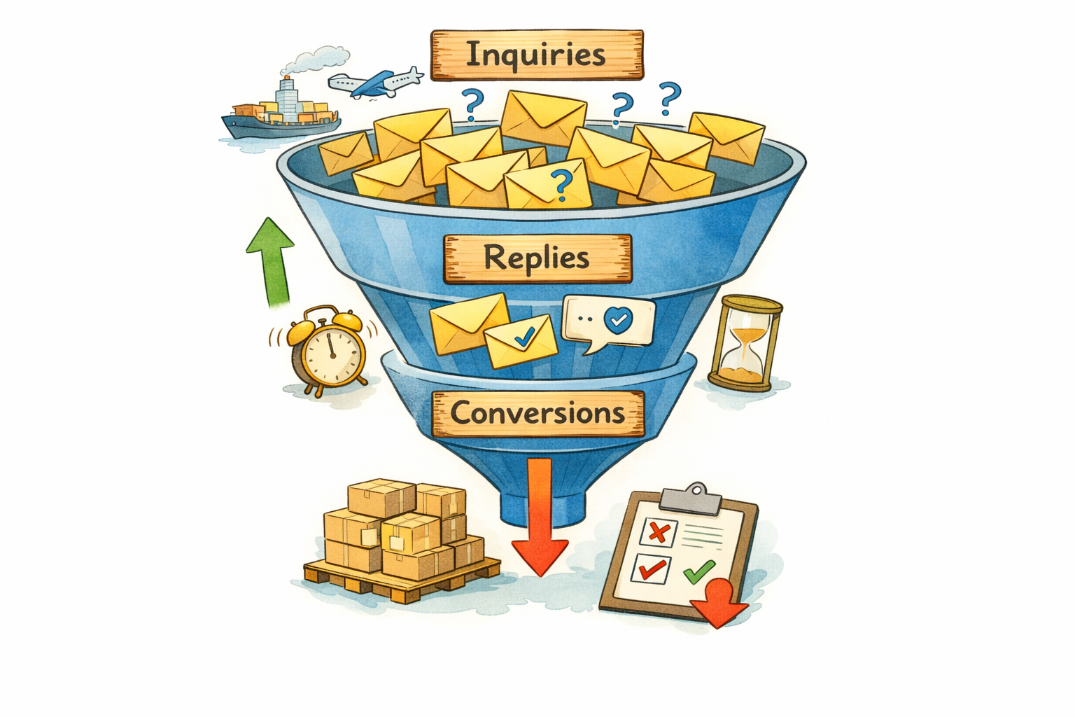 Freight inquiry conversion funnel affected by slow email response time