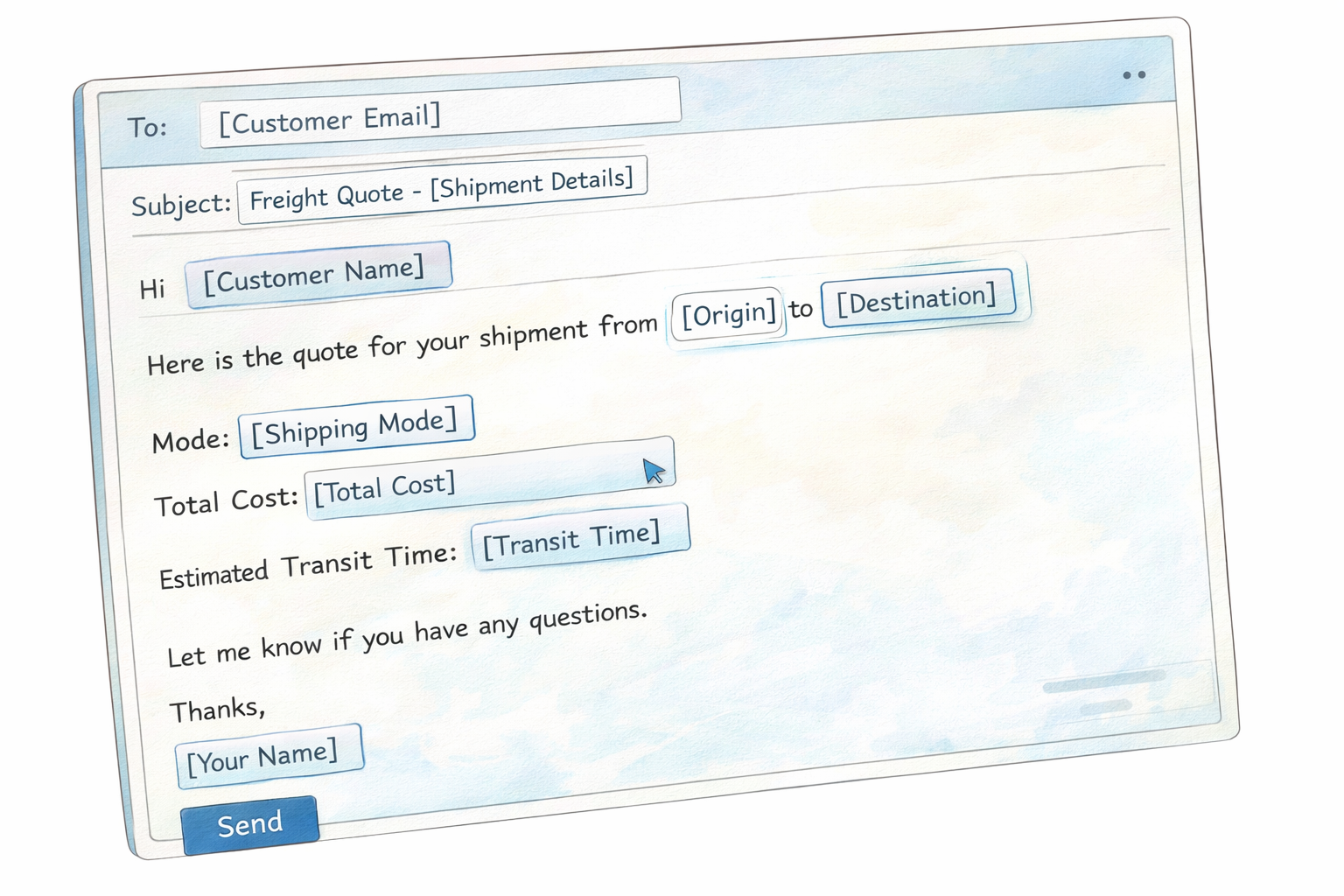 Freight quote email template with pre filled structure for faster RFQ response