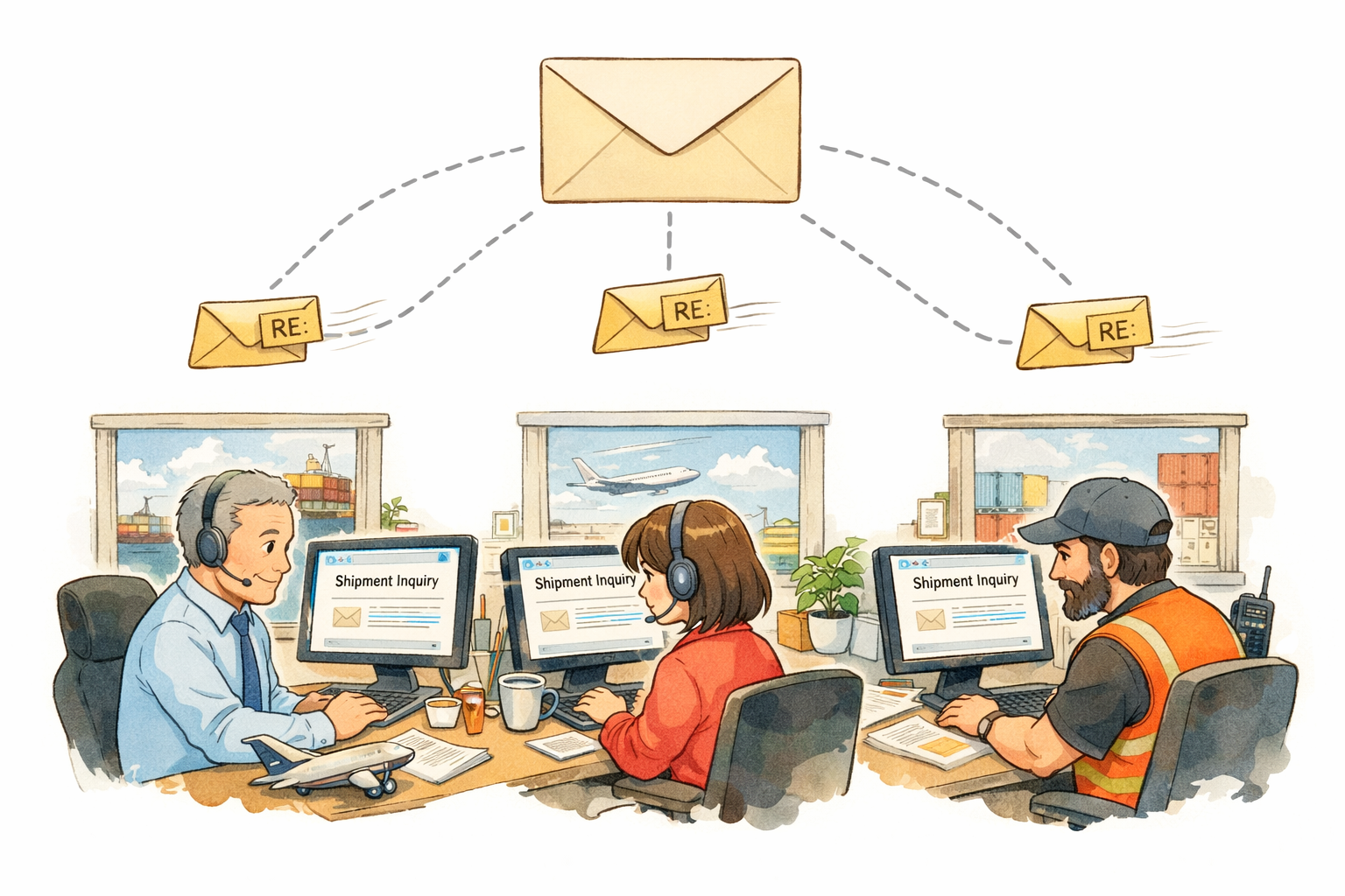 Multiple freight forwarders receiving the same shipment inquiry email simultaneously