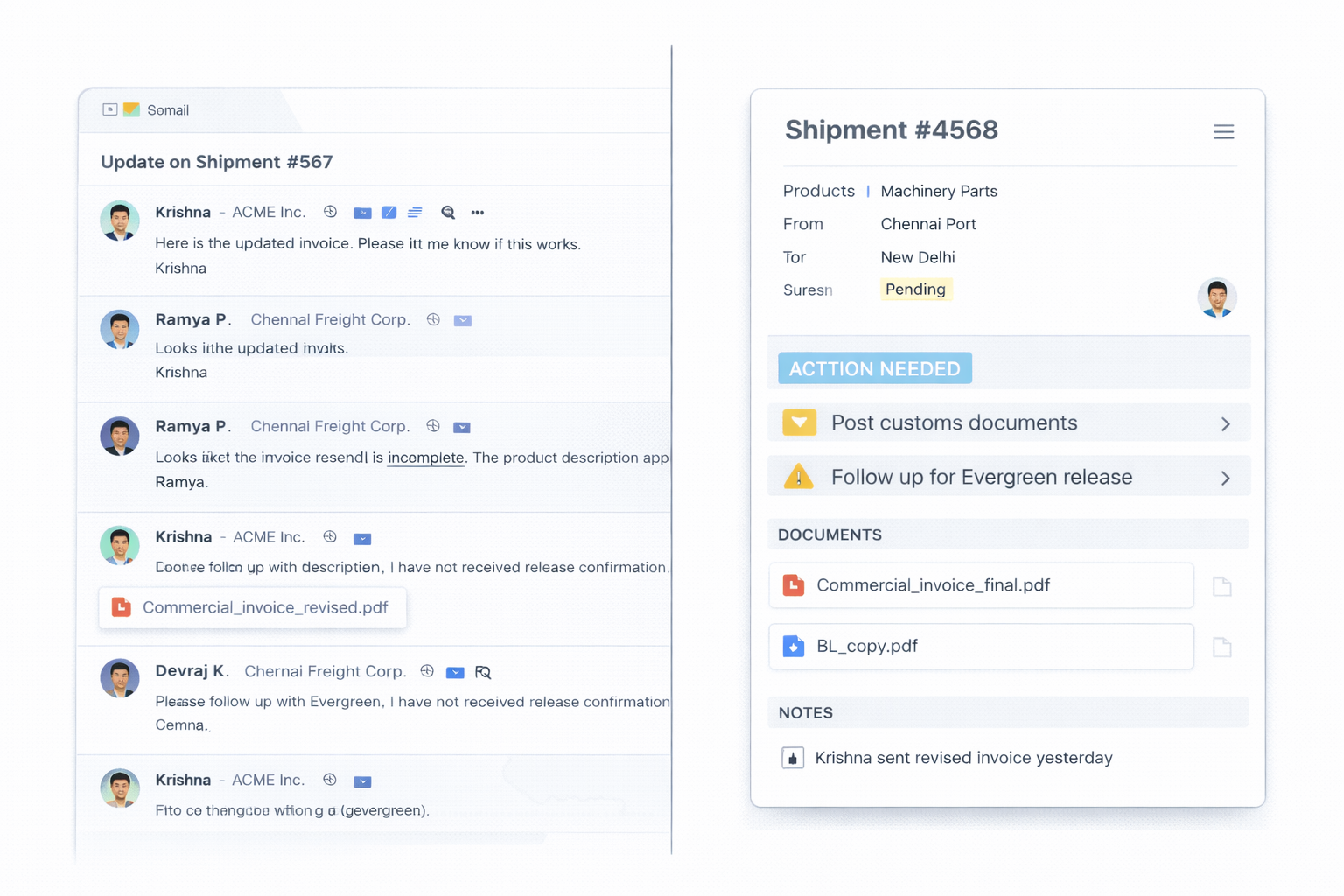 Shipment-based workflow replacing inbox-based handover in freight forwarding operations